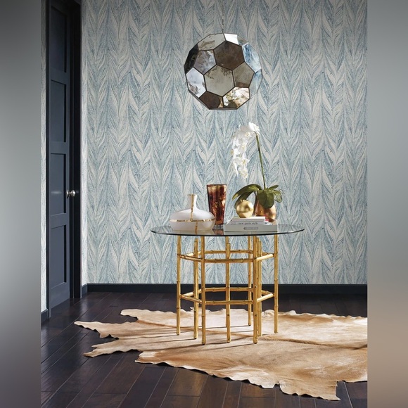 Antonina Vella Natural Opalescence Ebru Marble Wallpaper Blue NIP - Picture 2 of 13
